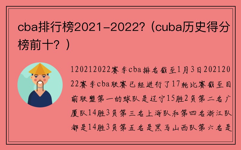 cba排行榜2021-2022？(cuba历史得分榜前十？)